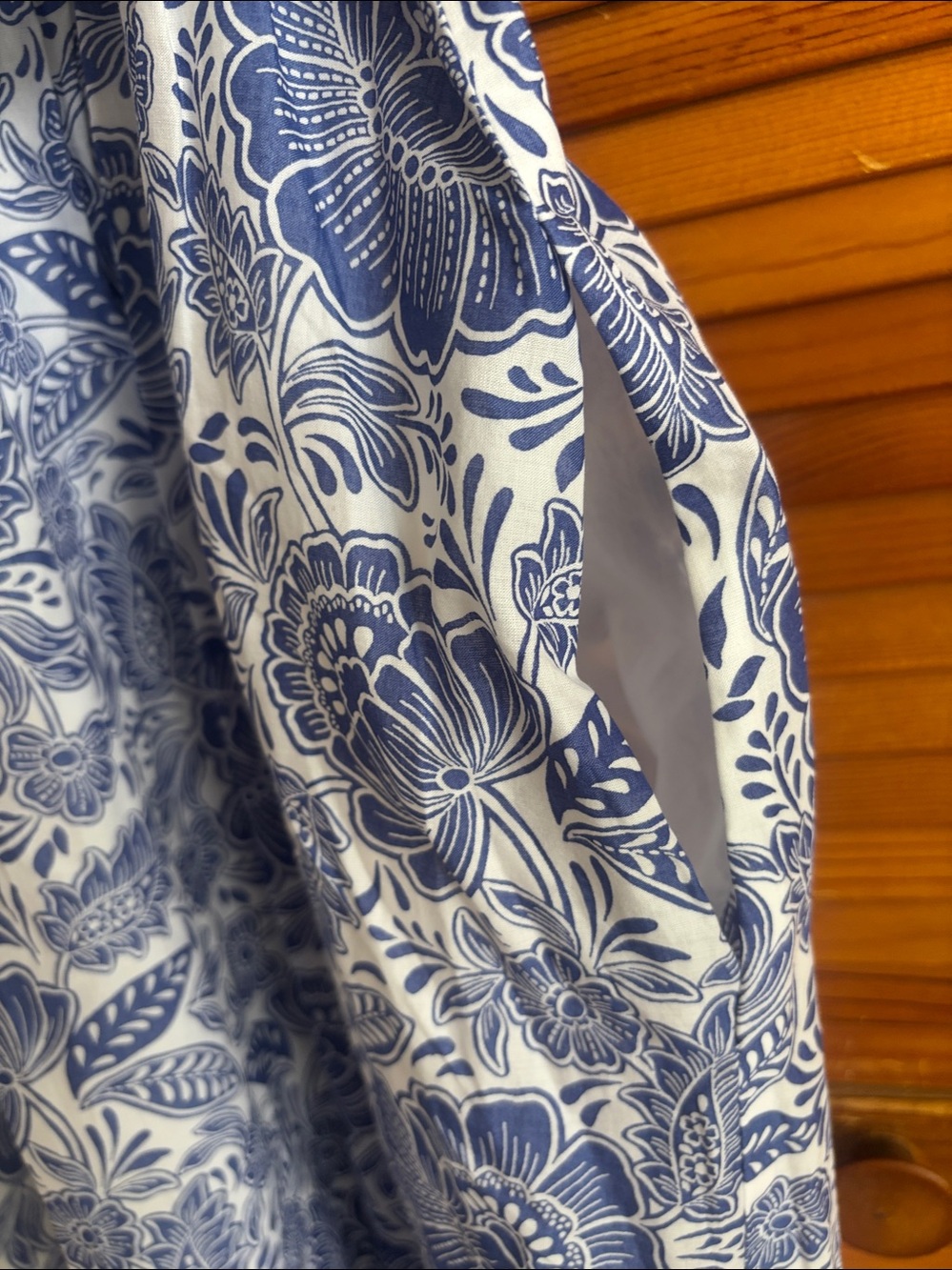 Talbots Puff Sleeve Fit & Flare Belted Blue Floral Front Button Dress Size 16 NW - Picture 9 of 10